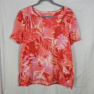 Chico's Tropical Short Sleeve Tee T Shirt Cotton Modal Blend Size Medium